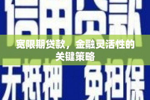 麻山宽限期贷款，金融灵活性的关键策略