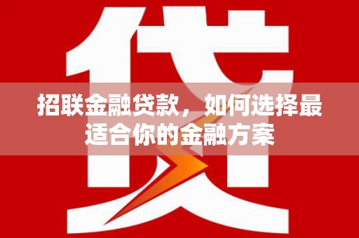 澧县招联金融贷款，如何选择最适合你的金融方案
